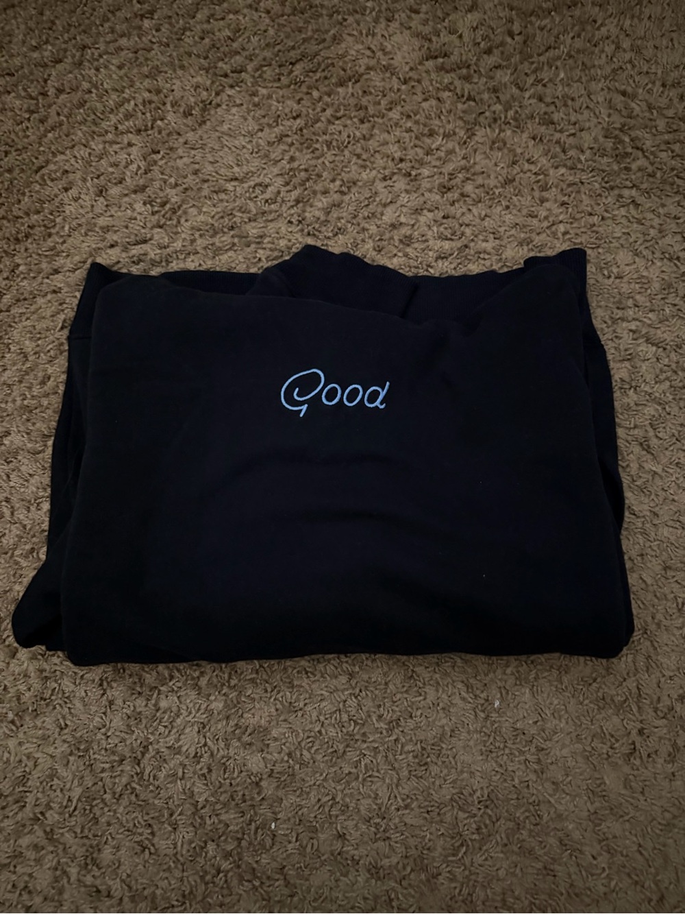 Good Good Embroidered Black Hoodie Sweatshirt